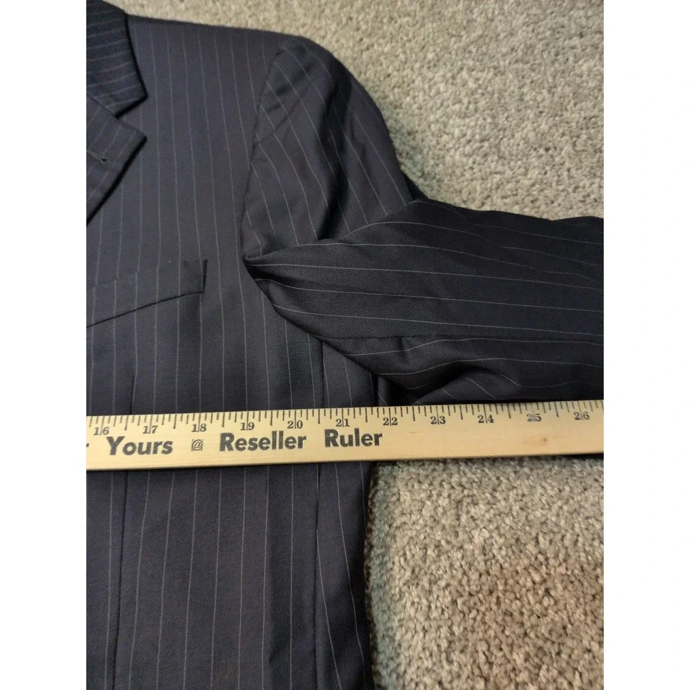 Joseph Abboud Mens 44S Navy Blue Pinstripe Super 120s‎ Wool 2-Button Suit Jacket